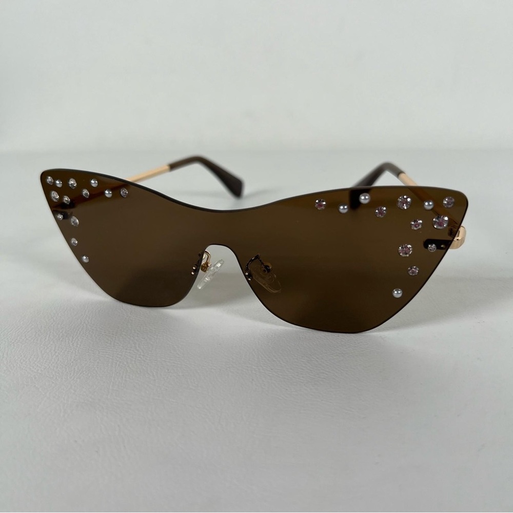 NWT Lele Sadoughi Downtown Metal Cat Eye Dusk Sunglasses Faux Pearls LSSG076DK - Picture 8 of 15